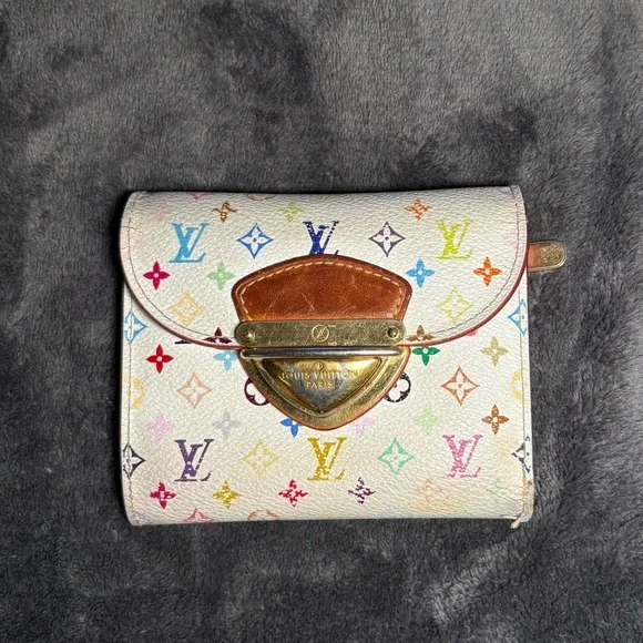 Louis Vuitton x Takashi Murakami Monogram Multicolore Joey Wallet White Litchi - Picture 11 of 11